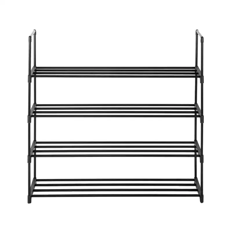 4 Tier Shoe Rack, Metal Shoe Rack Holds Up to 12-20 Pairs of Shoes, Sturdy & Durable Iron Footwear Storage Rack