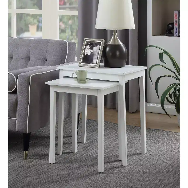3-Tier End Table with Hidden Storage Drawer, Open Shelves & Nickel Knob