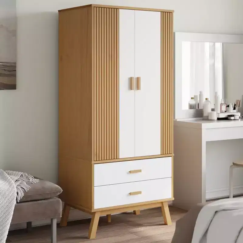 vidaXL Wardrobe White and brown