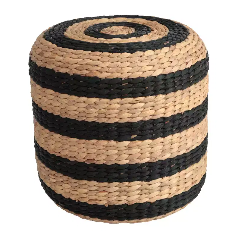 JONATHAN Y Aimee Modern Minimalist Two-Tone Hand-Woven Hyacinth Stool