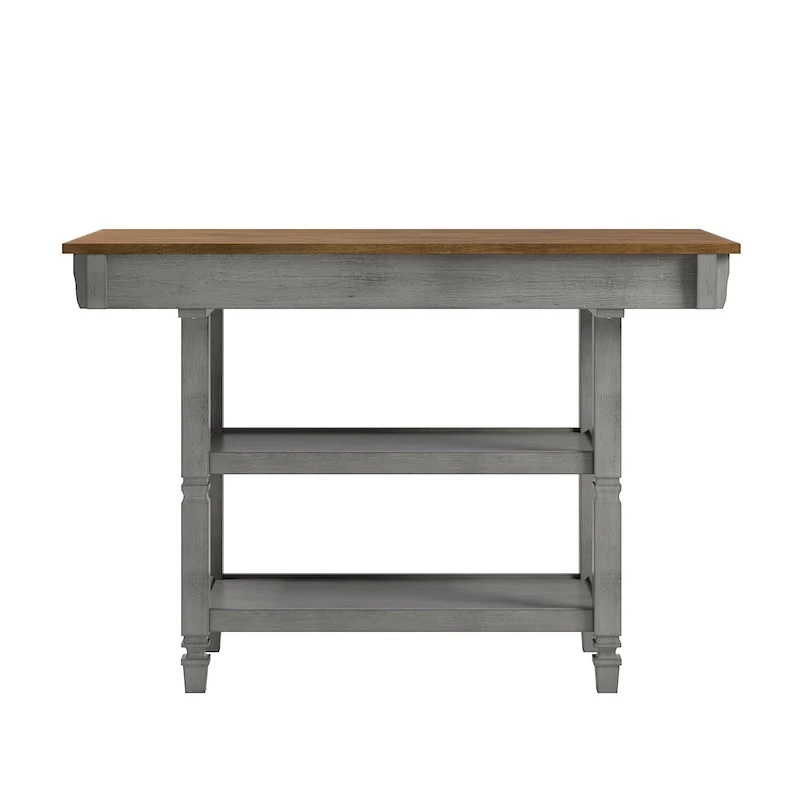 Two-Tone Kitchen Island Buffet with Drawers and Shelves