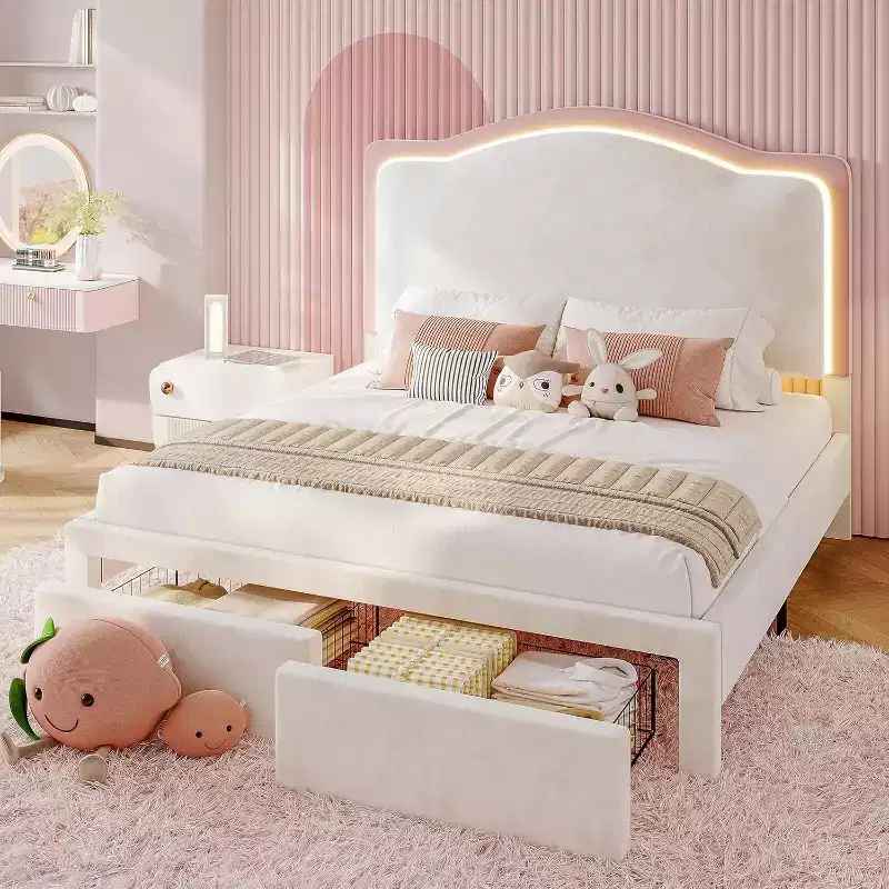 LED Bed Frame with Charging Station – 50