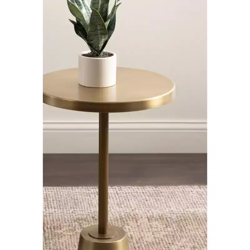 Round Metal Side Table, Gold, 14x14x24