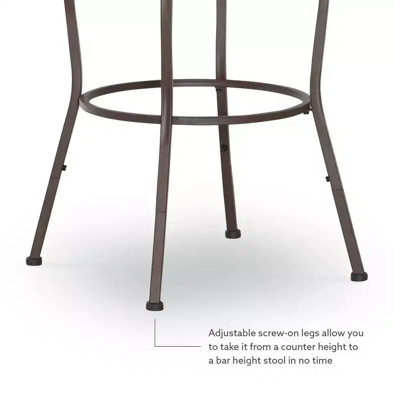 Linon 3pc Teagan Adjustable Stool Set Dark Brown: Upholstered, Powder-Coated, Kitchen Island Seating