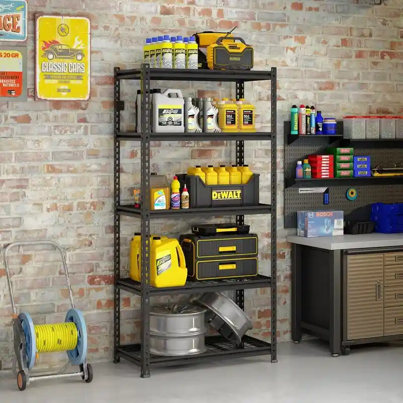 5-Tier Adjustable Metal Shelving Unit Heavy Duty Garage Industrial - N/A