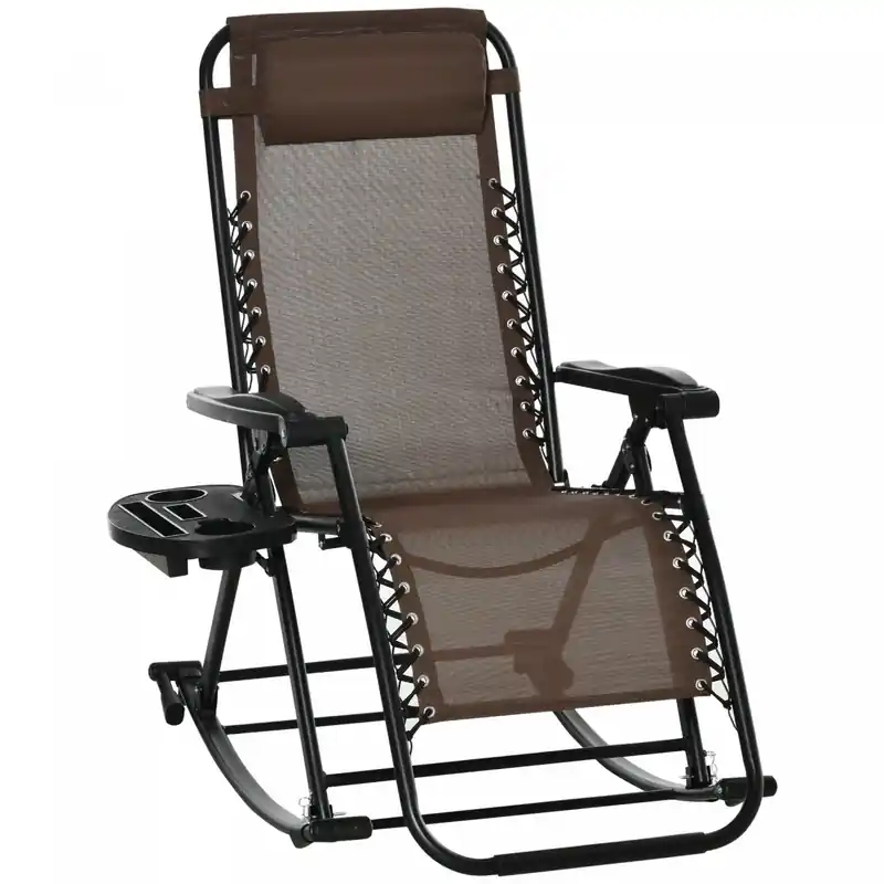 2 In 1 Adjustable Zero Gravity Reclining Lounge Chair Brown
