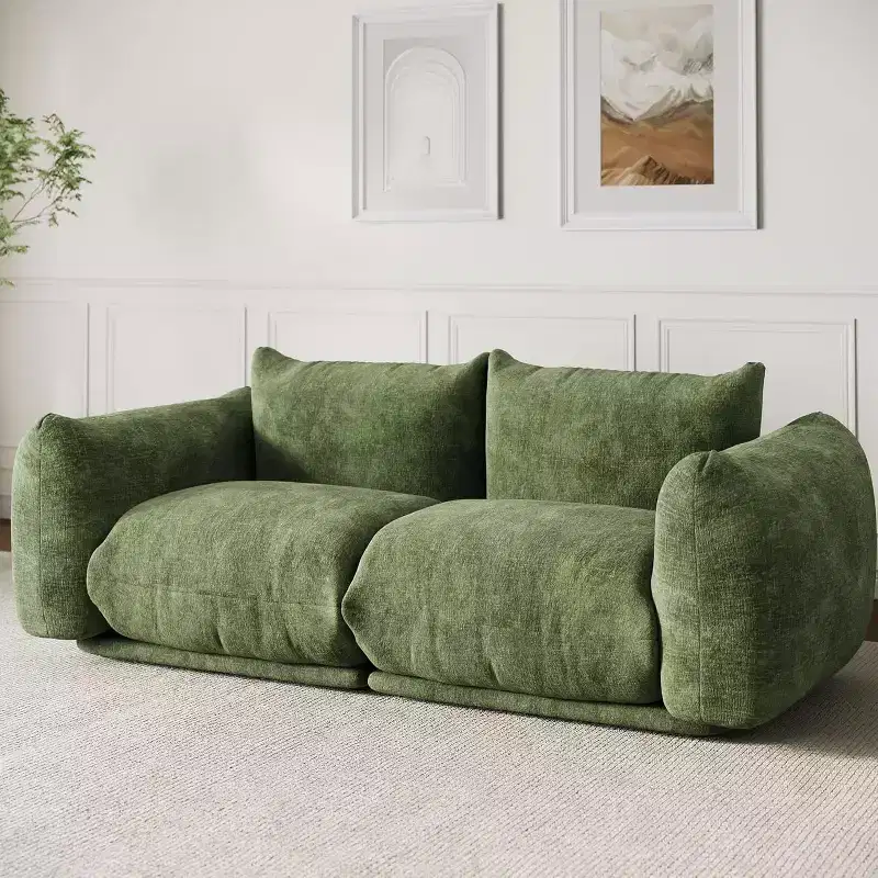 Chenille Fabric Modular Love Seat Sofa, 2-Seater Cloud sofa with High Resilience Sponge, Small Space Boneless Sofa