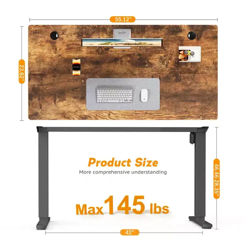 Sweetcrispy 55 Wide Height Adjustable Standing Desk