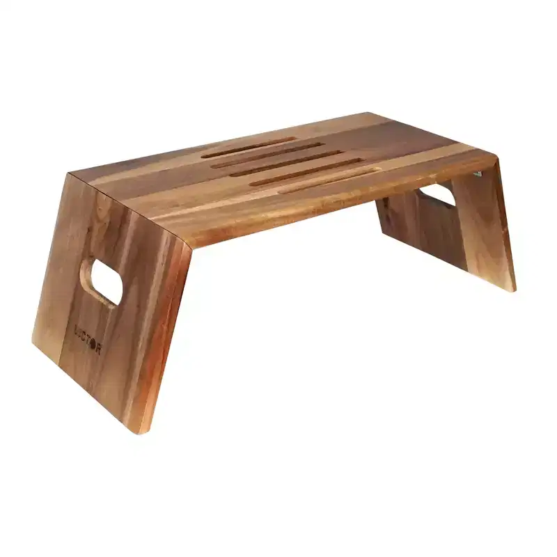 Portable Folding Laptop Stand - Acacia Wood