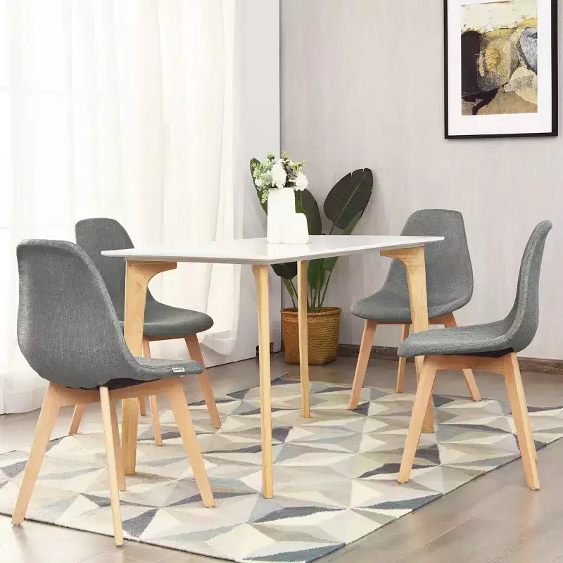 Costway Set of 4 Modern Dining Accent Side Chairs Wood Legs Home Furniture Gray