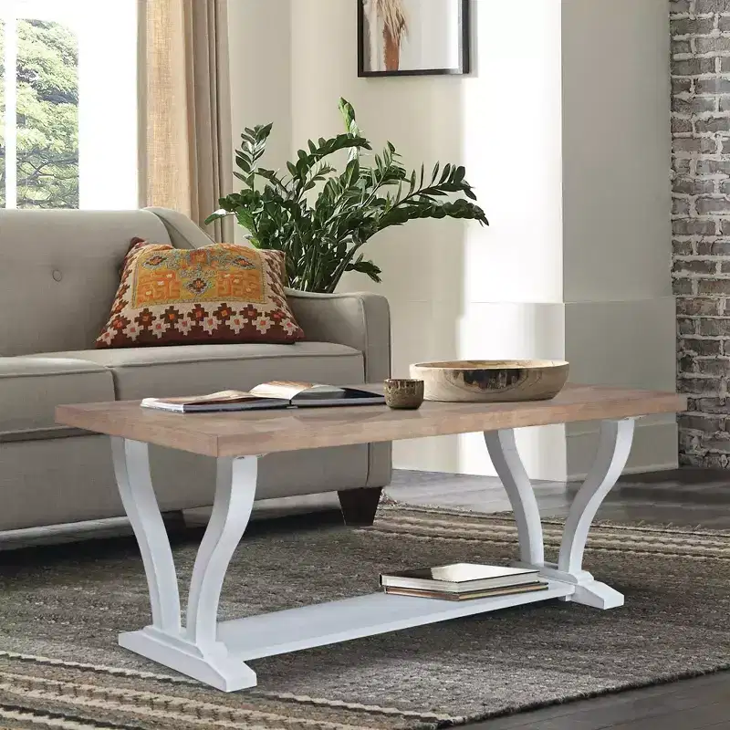 Solid Wood Coffee Table, Gray Stained Rubberwood