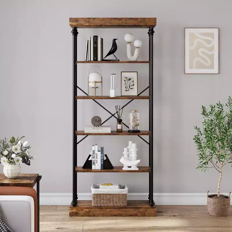 Industrial 6-Tier Bookshelf | 73.6