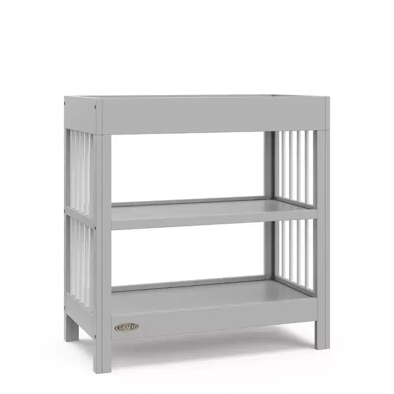 Baby Changing Table with Water-Resistant Pad & 2 Open Shelves – GREENGUARD Gold Certified, White