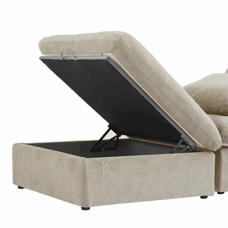 160 Modern Linen Upholstery 4 Piece Sectional Sofa Minimalism Commix Down Filled Modular Couches