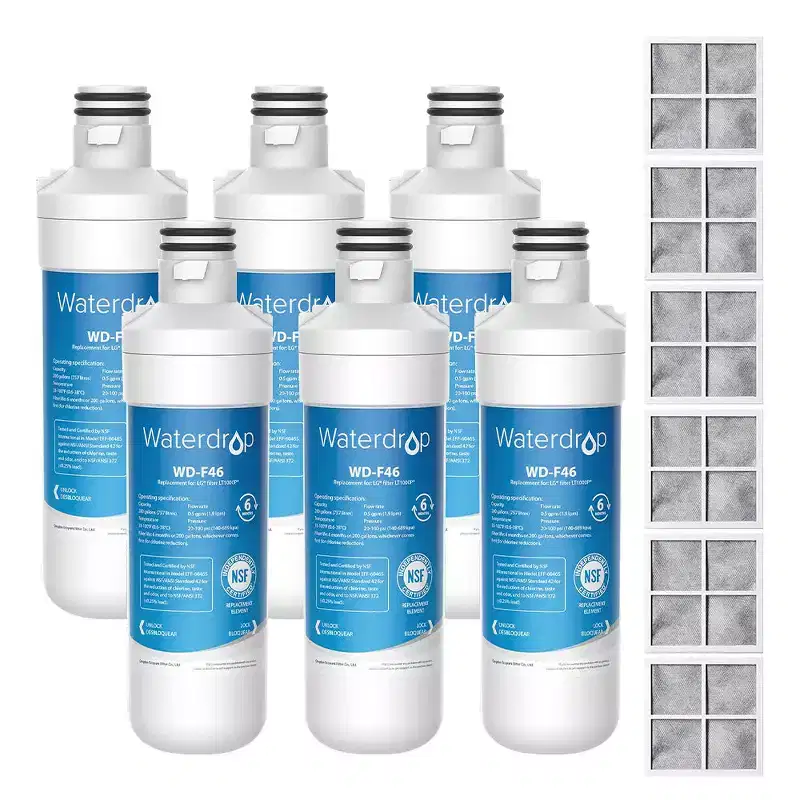 Waterdrop LT1000PC ADQ747935 Refrigerator Water Filter and Air Filter, Replacement for LG LT1000P, LMXS28626S, LFXS26973S, LFXS26596S, 6 Combo