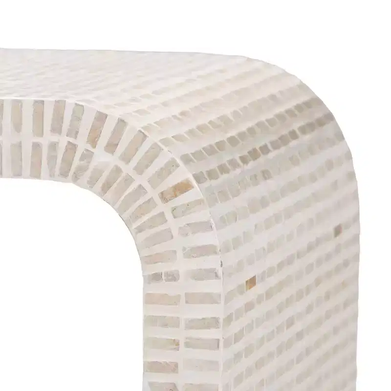 bali & pari 3pc Carlyn Mother of Pearl Capiz Shell Accent Table Set Beige/White/Gold