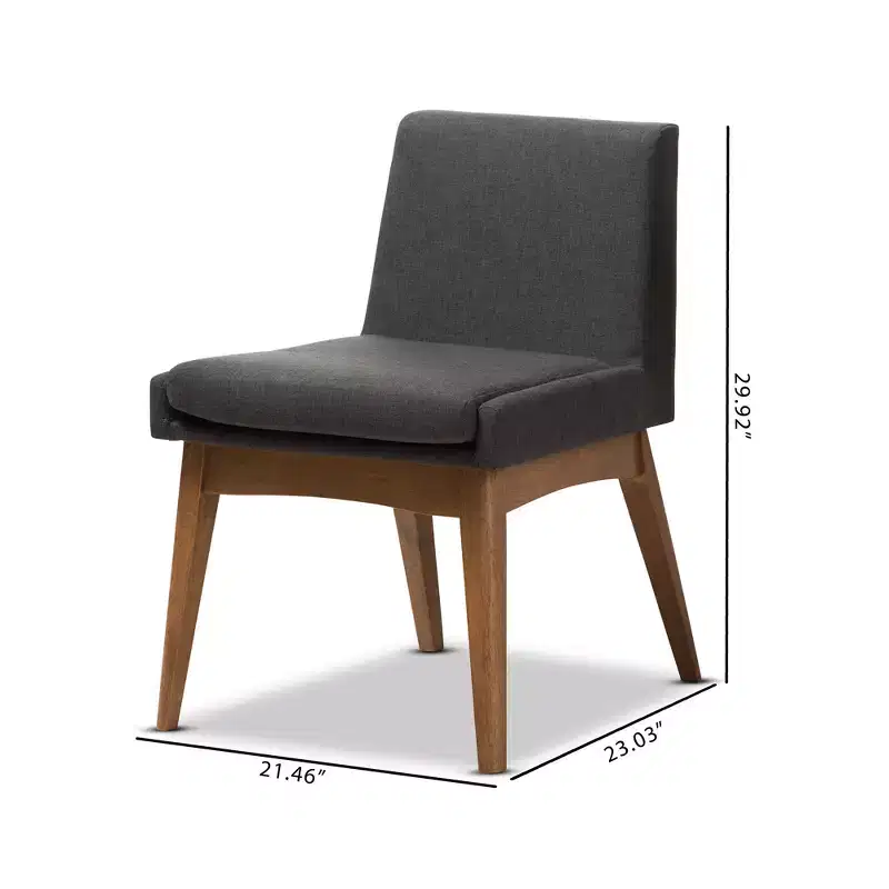 Set of 2 Nexus Mid Century Modern Walnut Wood Fabric Upholstered Dining Side Chair - Baxton Studio