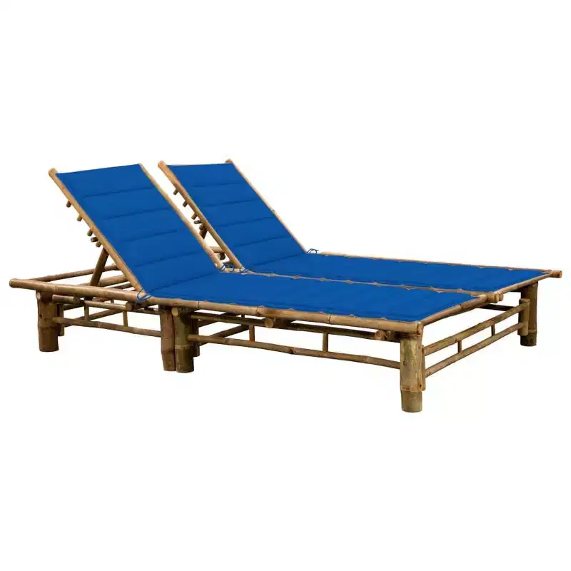 vidaXL Sun Lounger Natural bamboo, (cushions)
