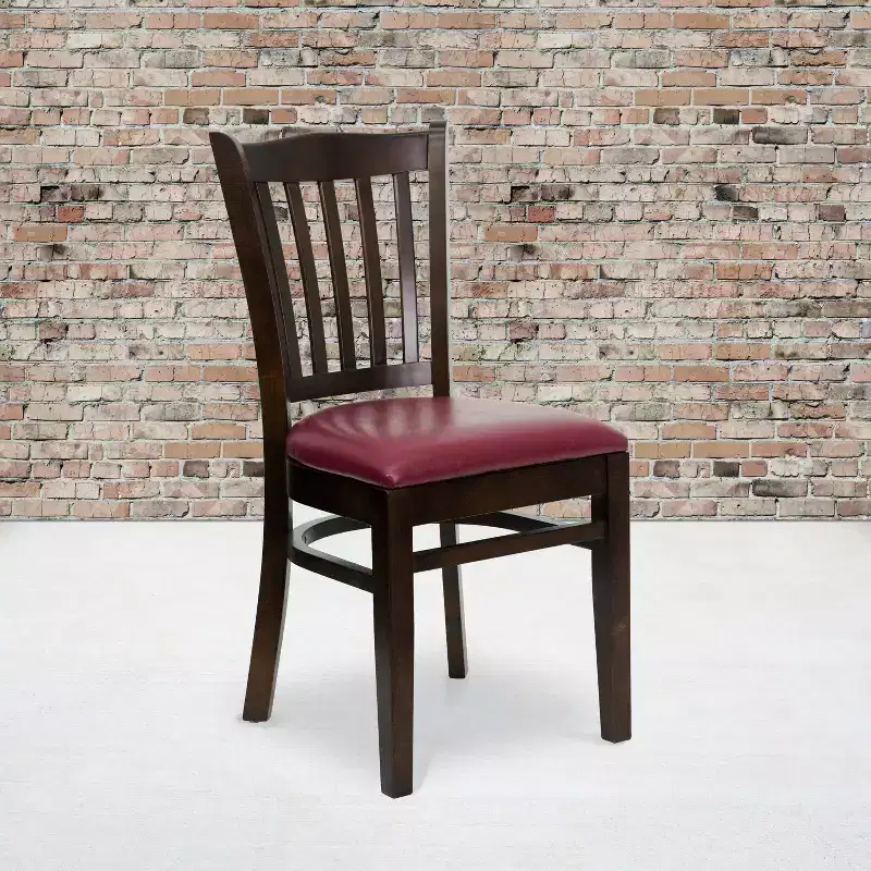 Vertical Slat Back Wooden Restaurant Chair