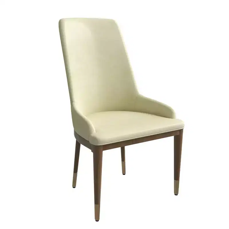 Modern Leather Dining Chair with Brown Rubberwood Legs, Accent Kitchen & Dining Room Side Chair