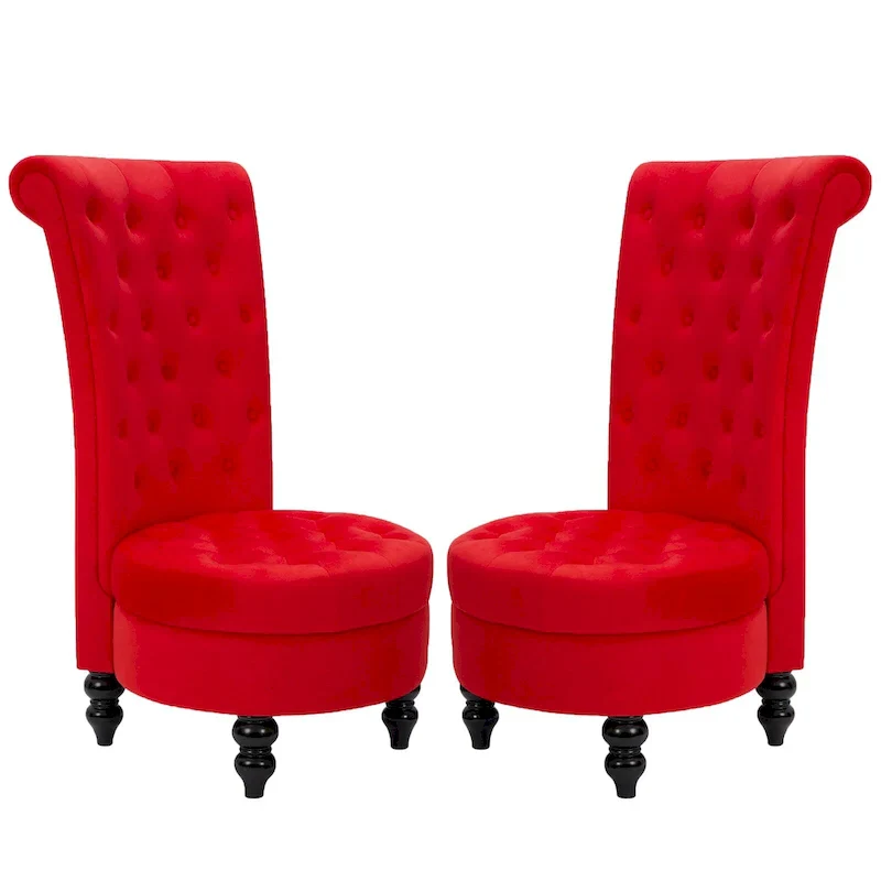 AVAWING Set of 2 Throne Royal Chair Thick Padding and Rubberwood Legs