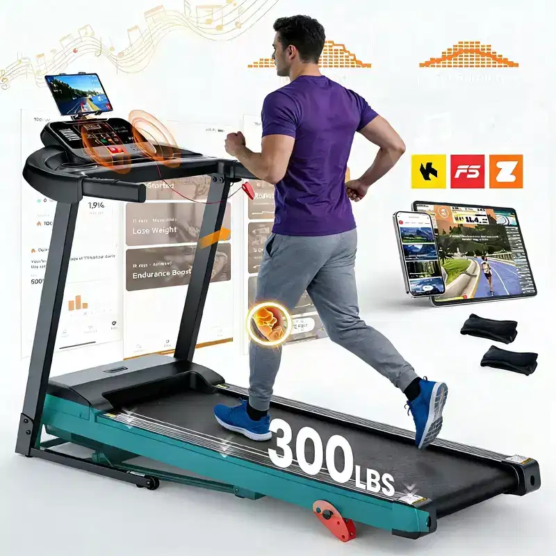 Treadmills on Sale,Compact Walking Treadmill with Manual Incline, 3.25HP Foldable Home Cardio Machine, Bluetooth Speakers, 300 lb Capacity
