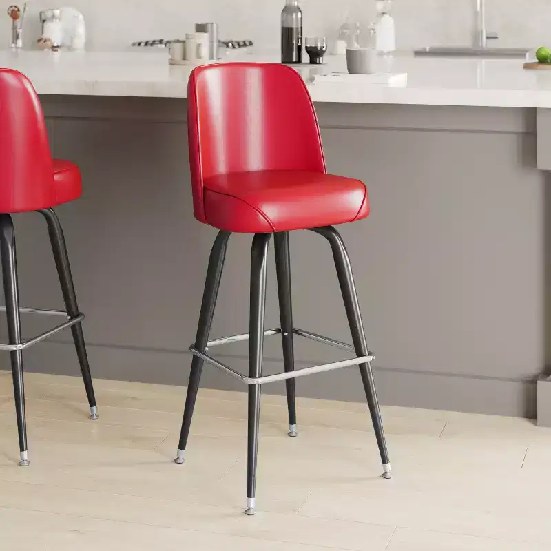 Emma and Oliver Metal Barstool with Swivel Bucket Seat