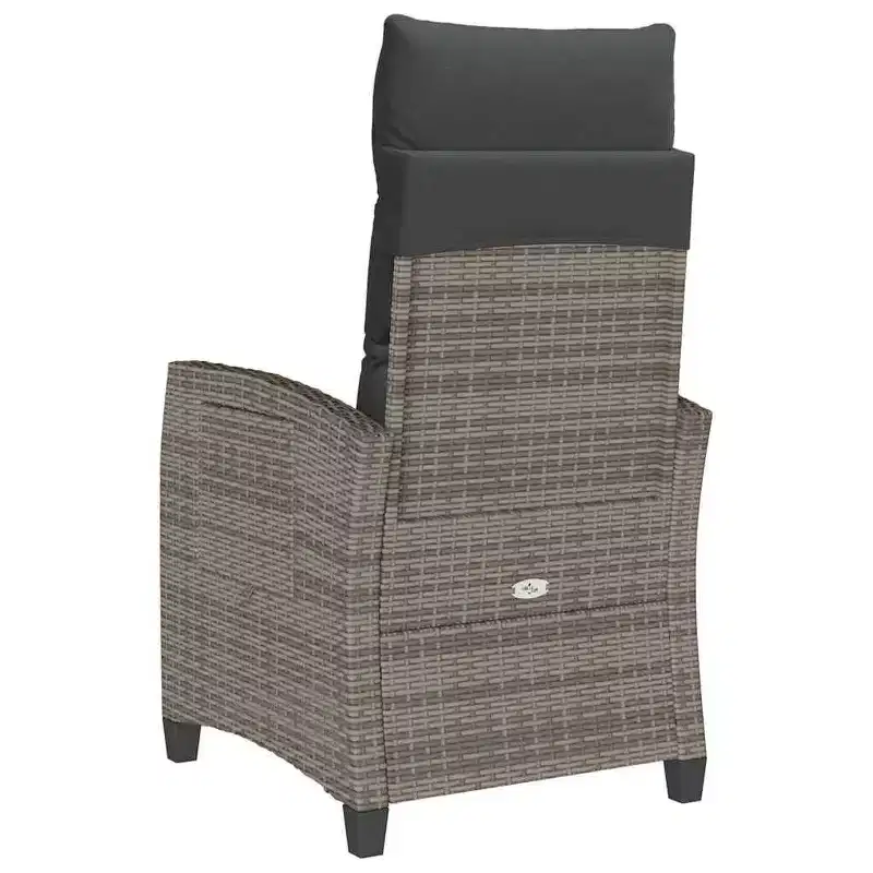 vidaXL Reclining Garden Chair PE rattan, powder-coated steel Medium