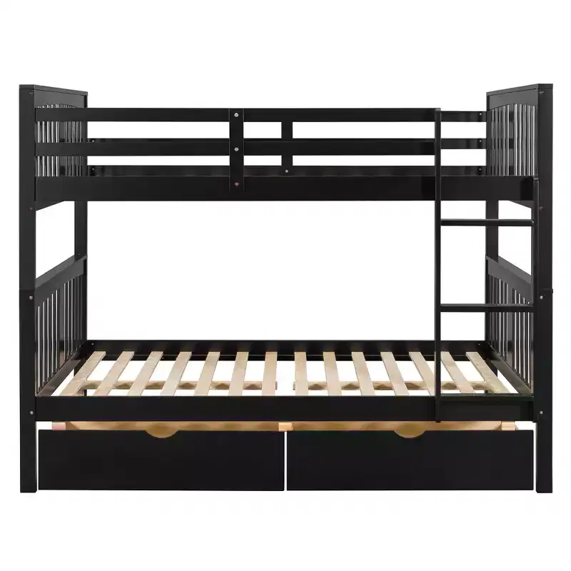 Luxystar Modern Full over Full Bunk Bed with 2 Drawers