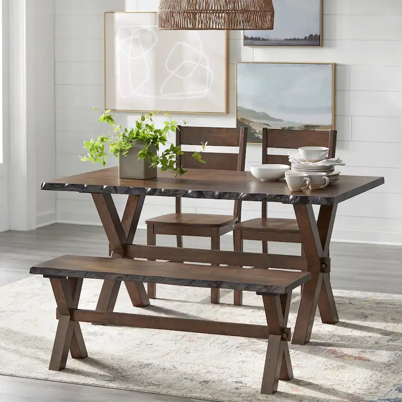 Simple Living Mandeville 4-piece Solid Wood Dining Set with Bench