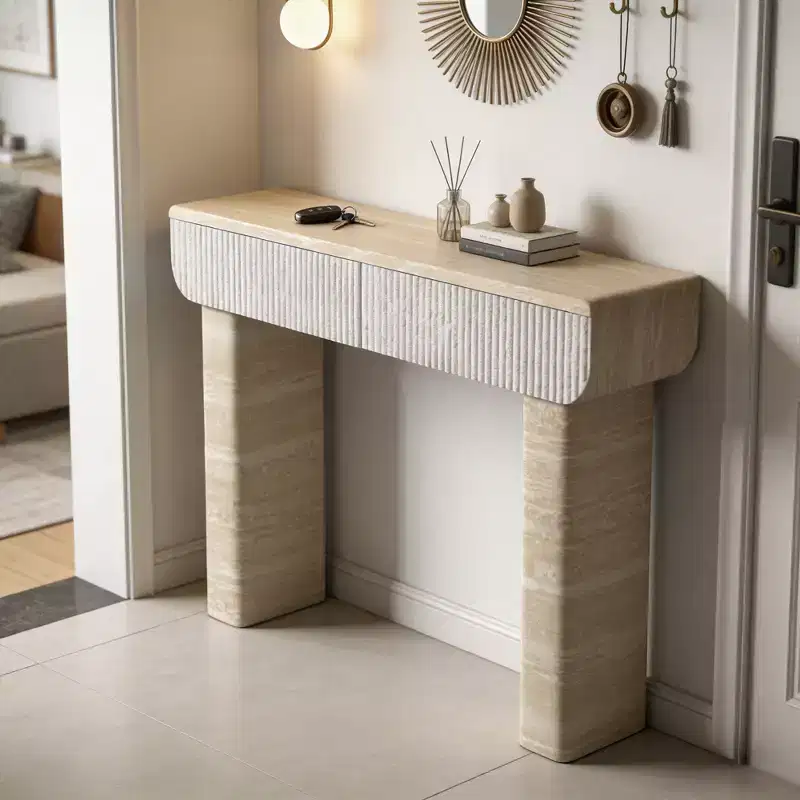 GDFStudio Ellington Modern 47.2 Console Table with Fluted Drawers
