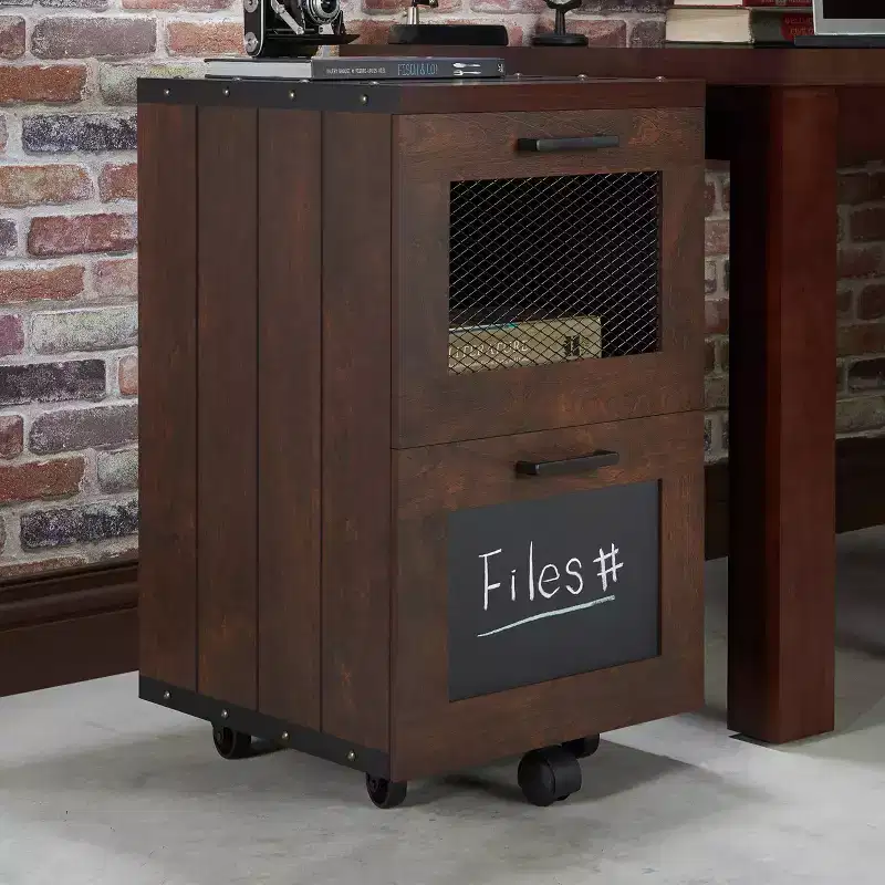 24/7 Shop At Home Jarama Rustic 2 Drawer Filing Cabinet Walnut: Farmhouse Style, MDF & Particle Board, Metal Hardware