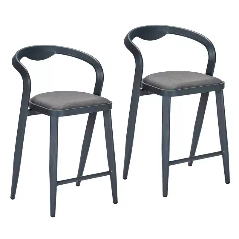 Outdoor Counter Height Bar Stools Chairs Set of 2,All-Weather Bar Height Furniture for Kitchen or Outside