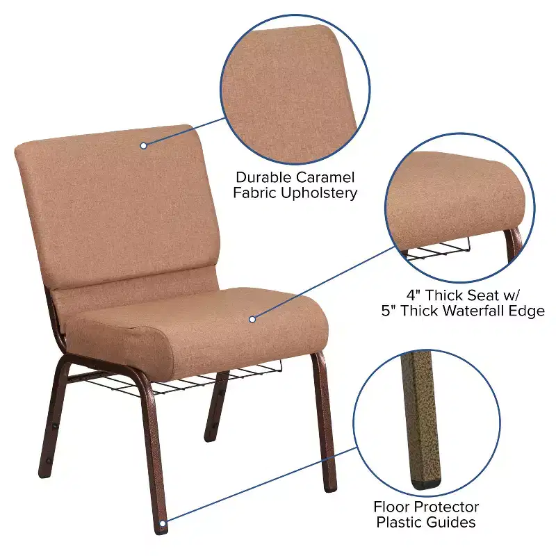 Flash Furniture HERCULES Series 21''W Church Chair with Book Rack