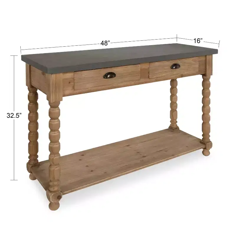 Rectangle Wood Console Table, 48x16x32, Rustic Brown