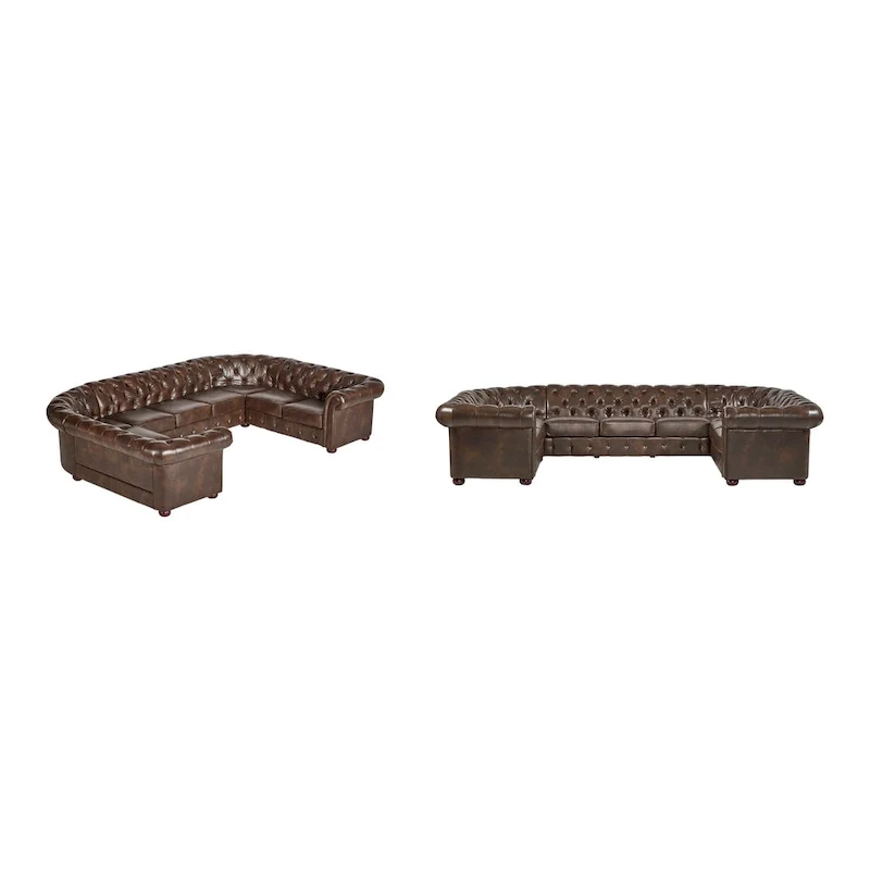 9-Seat U-Shaped Chesterfield Sectional Sofa | Tufted Velvet | Living Room Couch