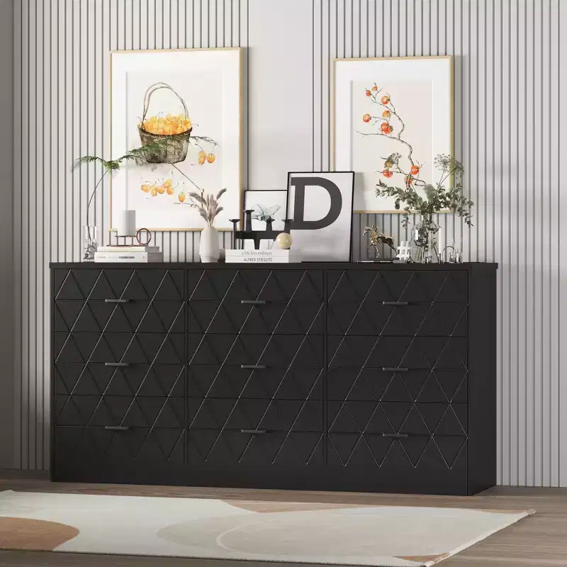 9-Drawer Dresser, Modern Wooden Storage Chest of Drawers, Dresser TV Stand, Wood Drawer Organizer with Power Outlet for Bedroom, Living Room