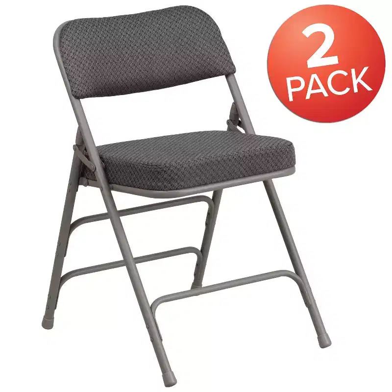 Flash Furniture 2 Pack HERCULES Series Premium Curved Triple Braced & Hinged Fabric Upholstered Metal Folding Chair