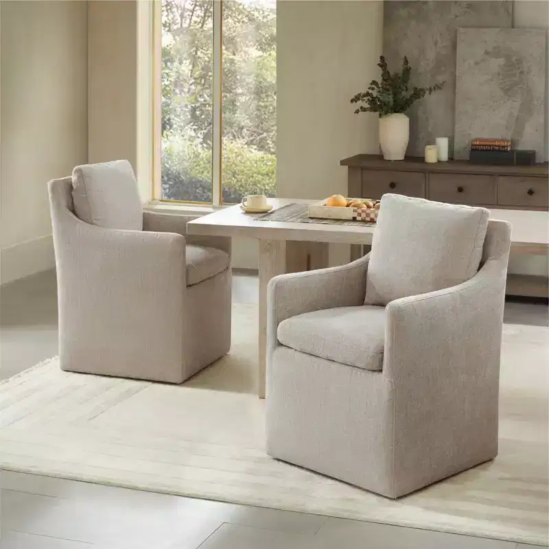 Modern Dining Arm Chair with Caster No Assembly