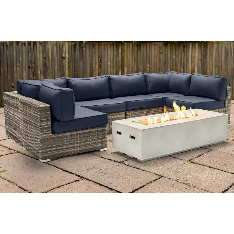 LSI 4 Person Seating Group With Firepit And Sunbrella Cushions