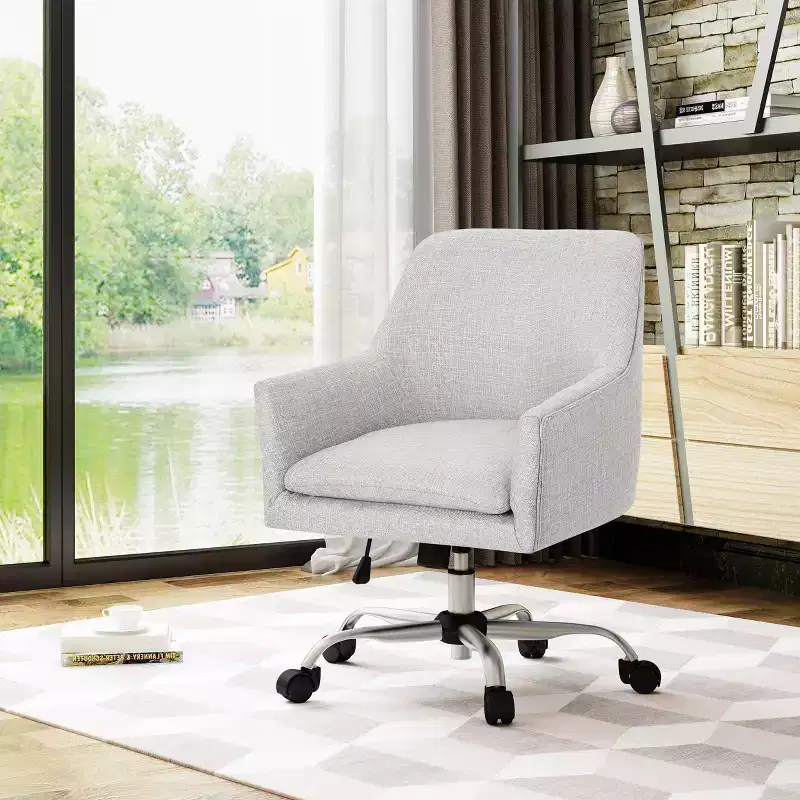 Mid-Century Modern Adjustable Height Swivel Home Office Chair – Fabric