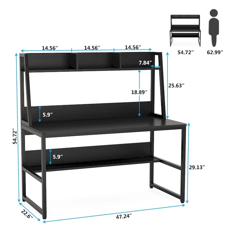 Computer Desk with Hutch and Bookshelf