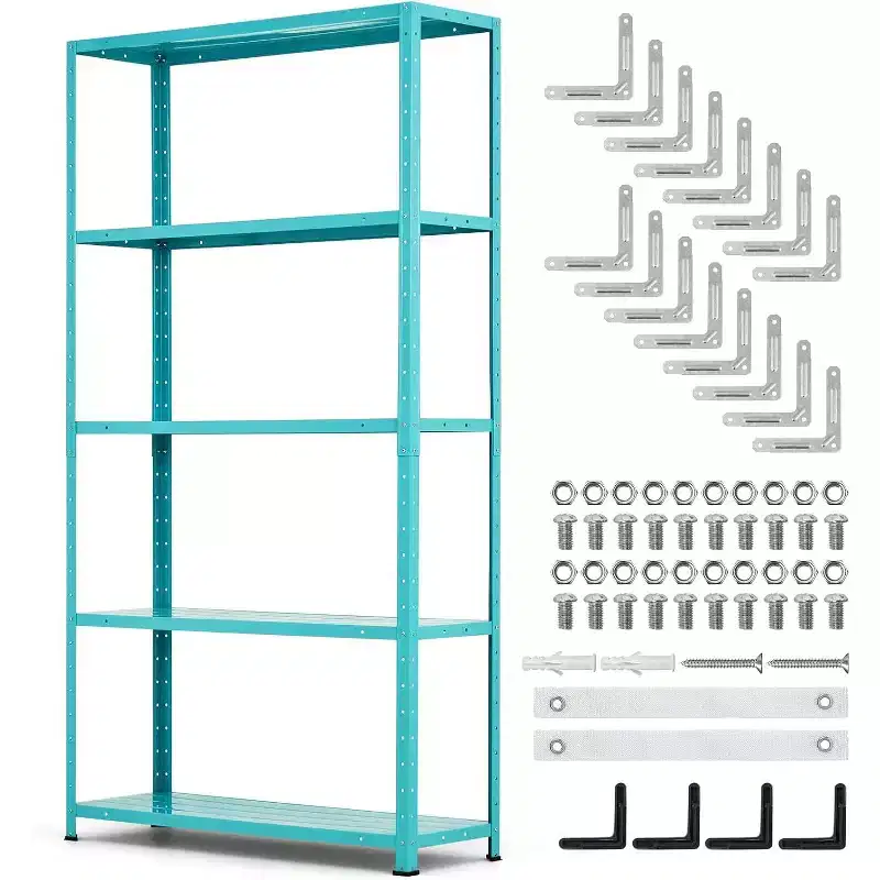 5 Shelf Storage Unit, Heavy Duty Metal Adjustable Shelving for Garage, Pantry & Kitchen