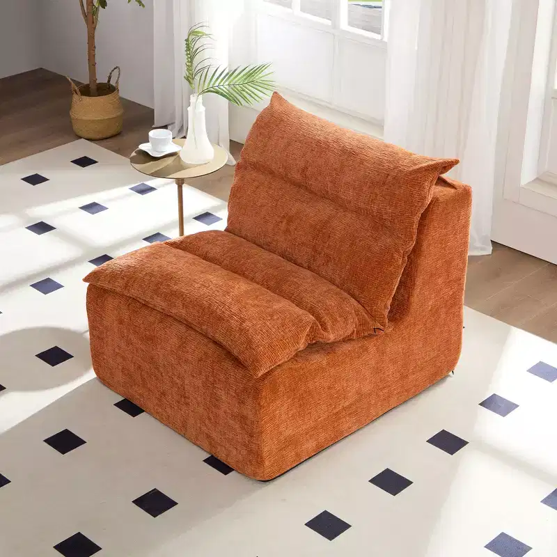 Armless Pure Foam Single Sofa Chair with Cushion