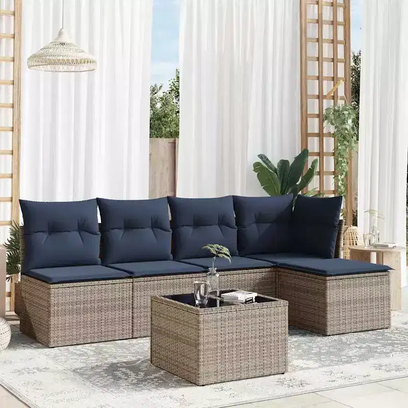 vidaXL Modular Garden Sofa Set with Cushions and Adjustable Design