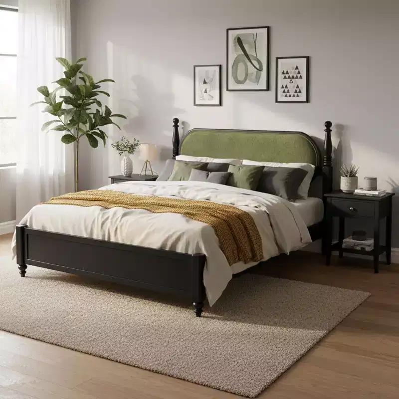 Christopher Knight Home Sophie Modern Rubberwood Upholstered Bed Frame