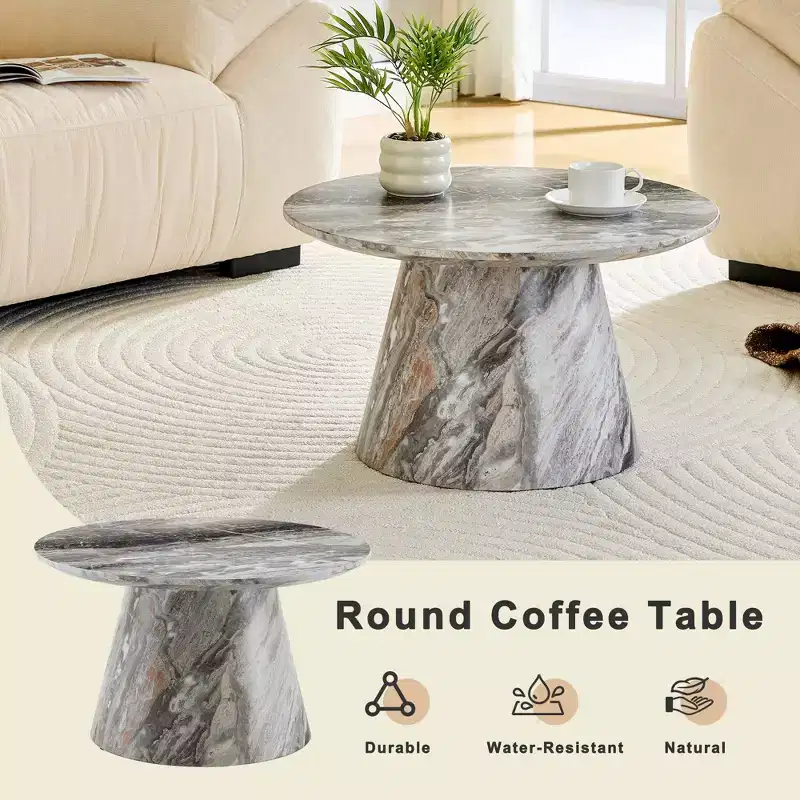 23 Wooden Round Pedestal Coffee Table