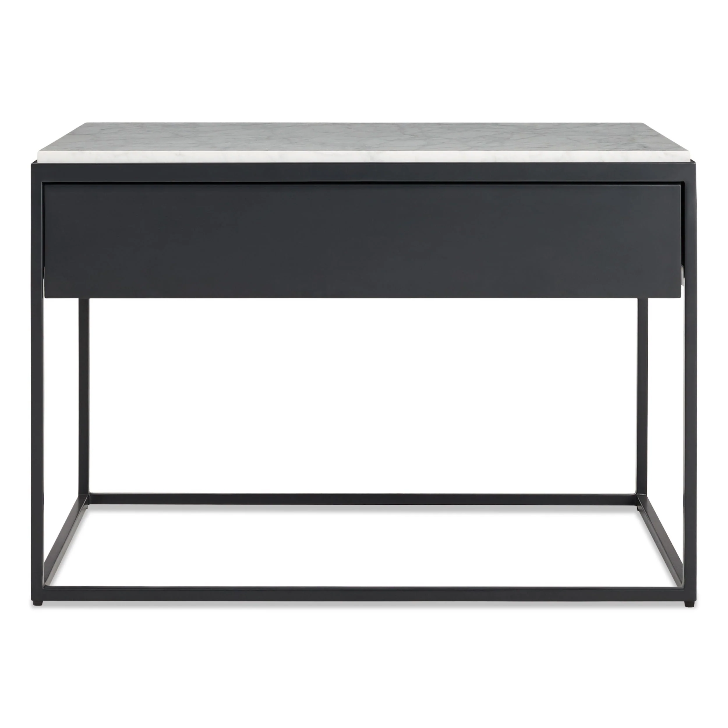 Modern White Marble Steel Sofa Table with Geometric Frame for Living Room