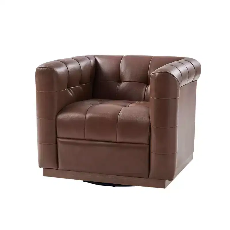 Frankie Modern Genuine Leather Swivel Club Chair| HULALA HOME