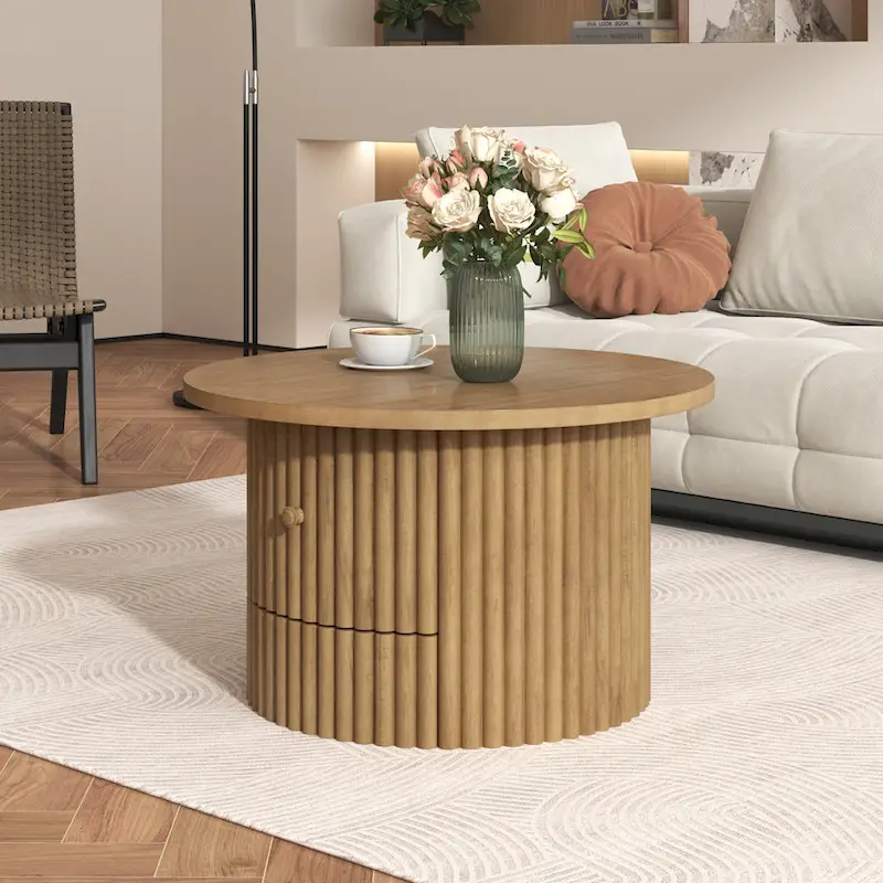 30.5 MDF Coffee Table with Drawer & Slat Base